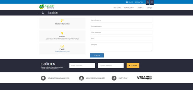 Ayder Booking Çok Dilli Rezervasyon Platformu